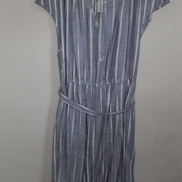 Lauren Conrad Striped Pleated Neck Dress H10666 - Picture 8 of 11